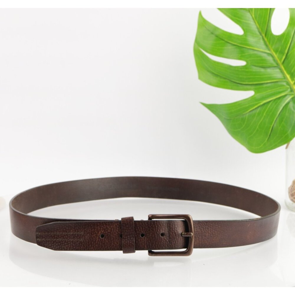 Columbia Mens Belt Size 42 Pebbled Brown Leather 1 1/2" Width Casual Adjustable